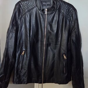 Bellivera Women's FAUX Black Leather Jacket